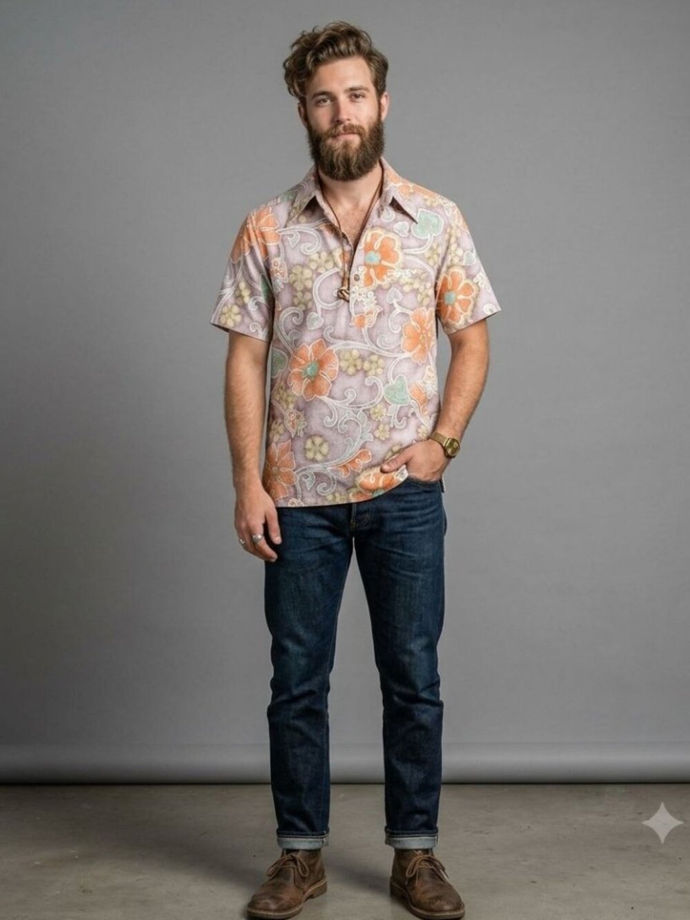 Barefoot in Paradise Vintage Cotton Floral Hawaiin Short Sleeve Men's L